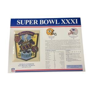 SUPER BOWL XXXI Packers vs Patriots 1997 OFFICIAL SB NFL PATCH Card